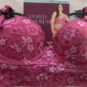 Adore Me Women’s Payal Longline Demi Floral Lace Bra Size 34 D